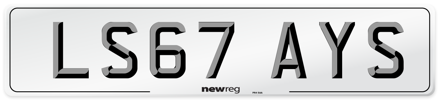 LS67 AYS Number Plate from New Reg